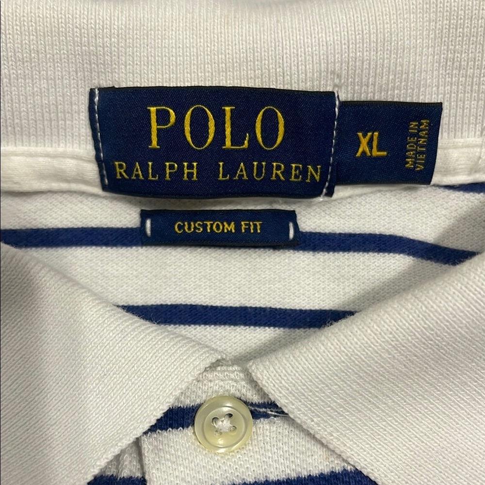 Polo by Ralph Lauren Classic White and Blue Polo Shirt size XL - Picture 3 of 4